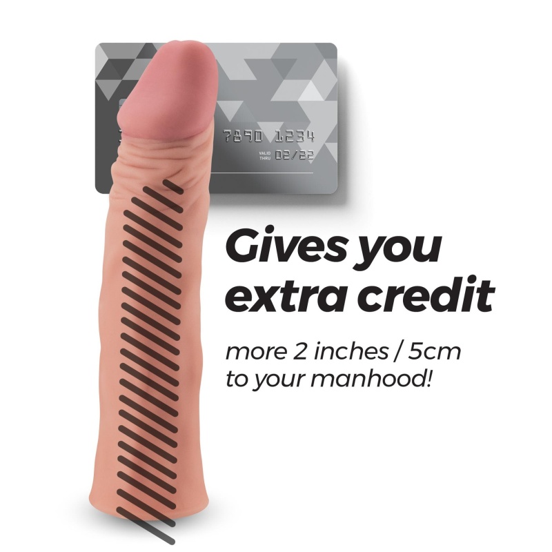 Nakładka penisa Crushious The Macho 2" (5 cm) z realistyczną fakturą Skinsense 2.0 TPE 18,5 cm - 8