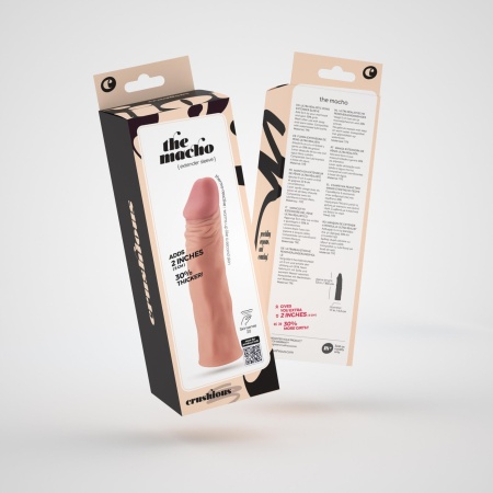 Nakładka penisa Crushious The Macho 2" (5 cm) z realistyczną fakturą Skinsense 2.0 TPE 18,5 cm - 11