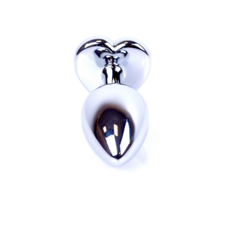Korek analny Jewellery Silver Heart - stal nierdzewna, różowy kryształ serca, długość 7 cm, średnica 2,7 cm - 3