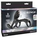 Wibrujący pierścień erekcyjny z rękawem Ultimate Couples Cage Max Black – 3 silniki, silikon medyczny, długość 19,5 cm - 1