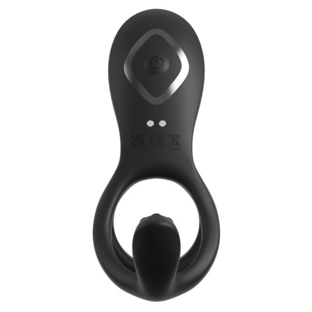 Wibrujący pierścień erekcyjny z rękawem Ultimate Couples Cage Max Black – 3 silniki, silikon medyczny, długość 19,5 cm - 4