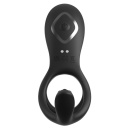 Wibrujący pierścień erekcyjny z rękawem Ultimate Couples Cage Max Black – 3 silniki, silikon medyczny, długość 19,5 cm - 4