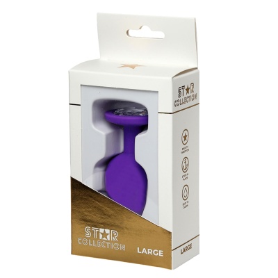 Star Collection - Purple Silicone Anal Plug L - Clear Stone - 1