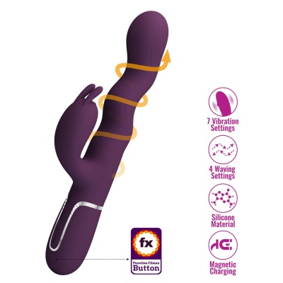 Wibrator króliczek Laursen Dark Purple - falujący ruch, 7 trybów wibracji, silikon medyczny - 1 2