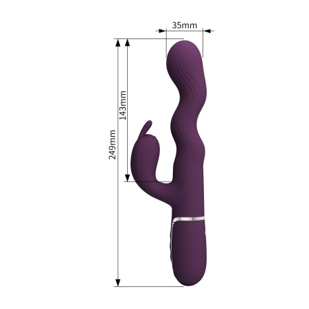 Wibrator króliczek Laursen Dark Purple - falujący ruch, 7 trybów wibracji, silikon medyczny - 8