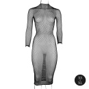 Long dress with fishnet structure and turtle neck. - 9