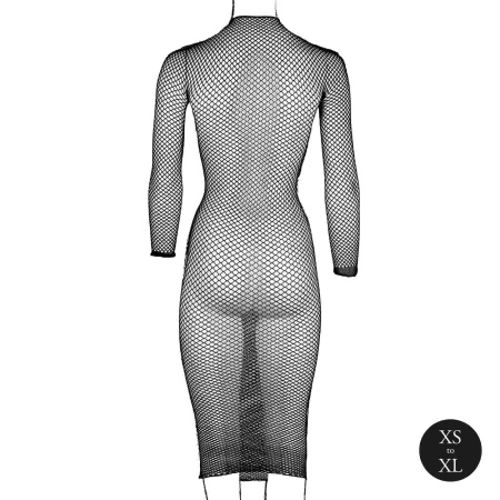 Long dress with fishnet structure and turtle neck. - 10