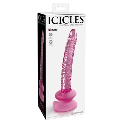 Szklane dildo Icicles No. 86 z podstawą ssącą i krzywizną 7°, 17 cm - 1