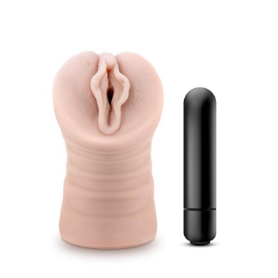 Masturbator waginalny M for Men Ashley Vanilla z wibrującym pociskiem - TPE X5, długość 13,3 cm - 1 2
