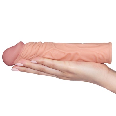 Nakładka na penisa Pleasure X Tender 19,6 cm x 3,9 cm w kolorze Flesh - 1 2