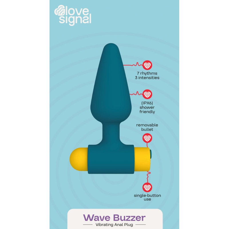 Wibrujący korek analny Wave Buzzer - 3 prędkości, 7 programów, 10 cm - 6