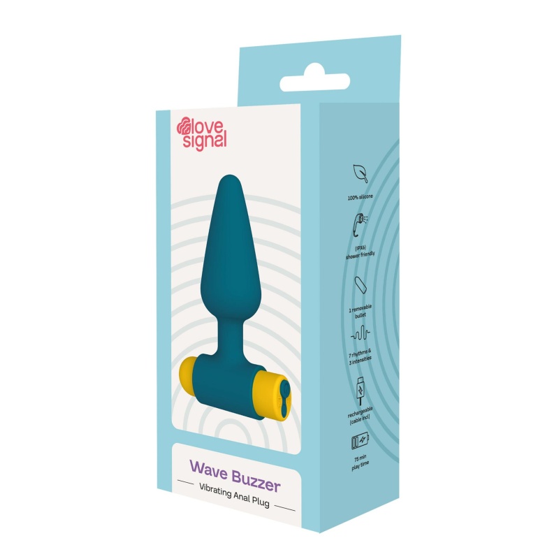 Wibrujący korek analny Wave Buzzer - 3 prędkości, 7 programów, 10 cm - 10