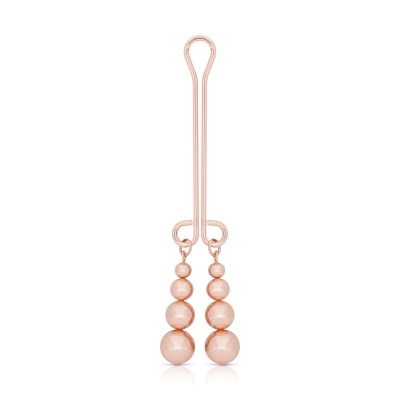 Klamra na łechtaczkę Rosy Gold Subtle Weight - metalowa, dwuramienna, z obciążnikami 20 g - 1