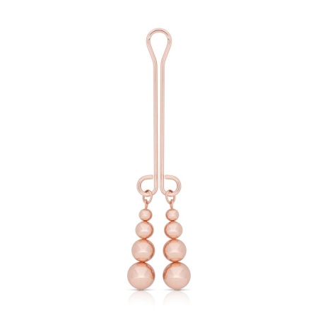 Klamra na łechtaczkę Rosy Gold Subtle Weight - metalowa, dwuramienna, z obciążnikami 20 g - 1