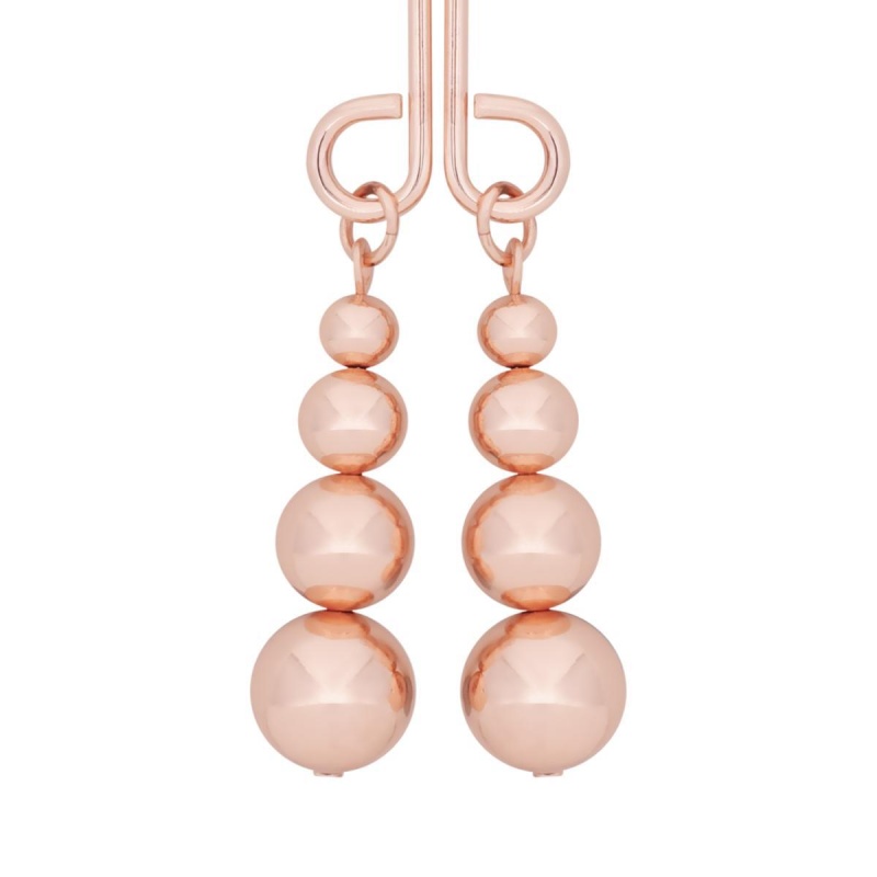 Klamra na łechtaczkę Rosy Gold Subtle Weight - metalowa, dwuramienna, z obciążnikami 20 g - 4
