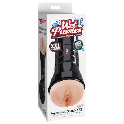 Masturbator Wet Pussies Super Juicy Snatch XXL – samonawilżający kanał TPR, regulacja podciśnienia, 26 cm - 1