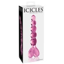 Szklane dildo Icicles No. 43 Pink z uchwytem w kształcie serca, 20 cm, Ø 3,5 cm - 1