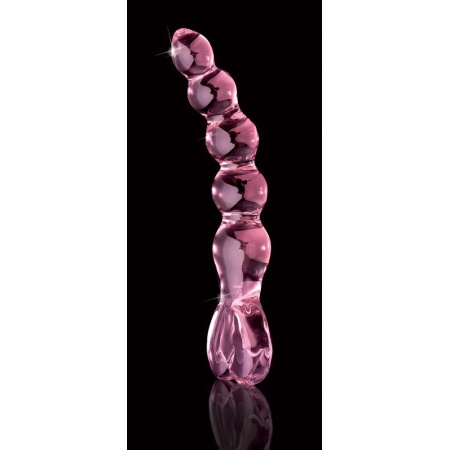 Szklane dildo Icicles No. 43 Pink z uchwytem w kształcie serca, 20 cm, Ø 3,5 cm - 3