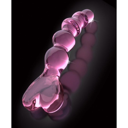 Szklane dildo Icicles No. 43 Pink z uchwytem w kształcie serca, 20 cm, Ø 3,5 cm - 5