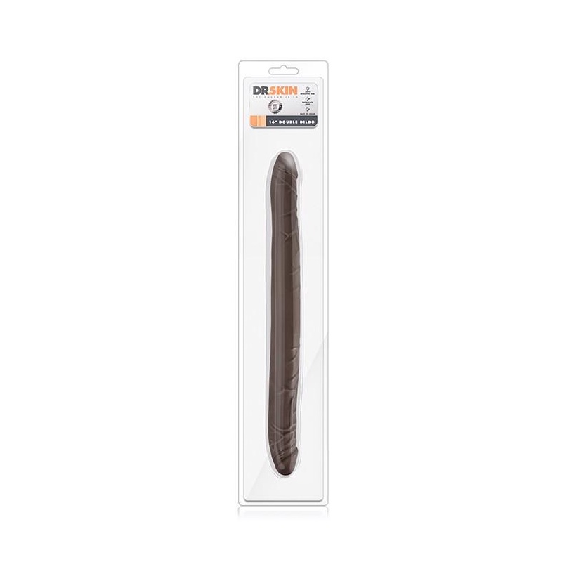 Dildo dwustronne 16 Inch Chocolate - realistyczna konstrukcja anatomiczna, długość 40,6 cm, średnica 3,8 cm - 1