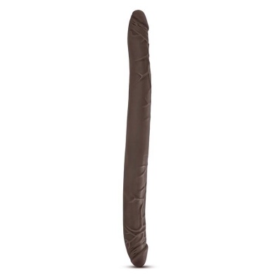 Dildo dwustronne 16 Inch Chocolate - realistyczna konstrukcja anatomiczna, długość 40,6 cm, średnica 3,8 cm - 1 2