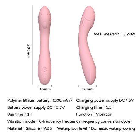 Vibrator Pink - elastyczny silikon, 6 trybów wibracji, wodoodporna konstrukcja - 7