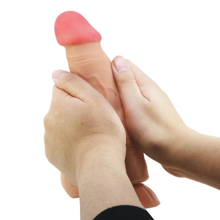 Wibrujące dildo Sliding Skin 8,5'' z przesuwną skórą, ruchomym rdzeniem i przyssawką — 21,8 cm - 8