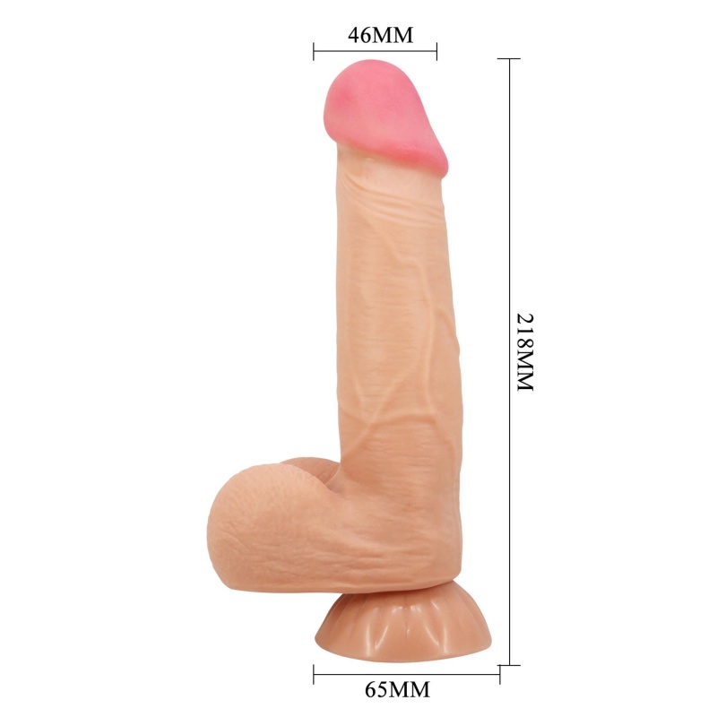 Wibrujące dildo Sliding Skin 8,5'' z przesuwną skórą, ruchomym rdzeniem i przyssawką — 21,8 cm - 10