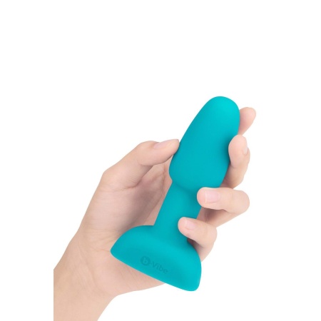 Korek analny Rimming Petite Teal z obrotowymi koralikami i wibracją, 10 cm - 5