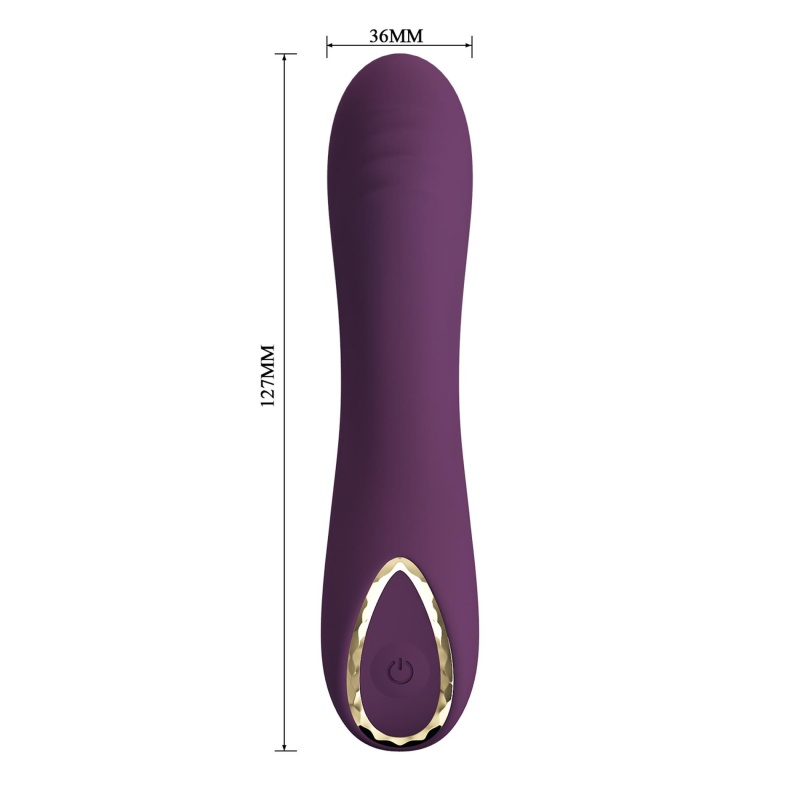 Wibrator Lloyde Purple - zakrzywiony silikon, 10 trybów wibracji, długość całkowita 12,7 cm, średnica 3,6 cm - 8