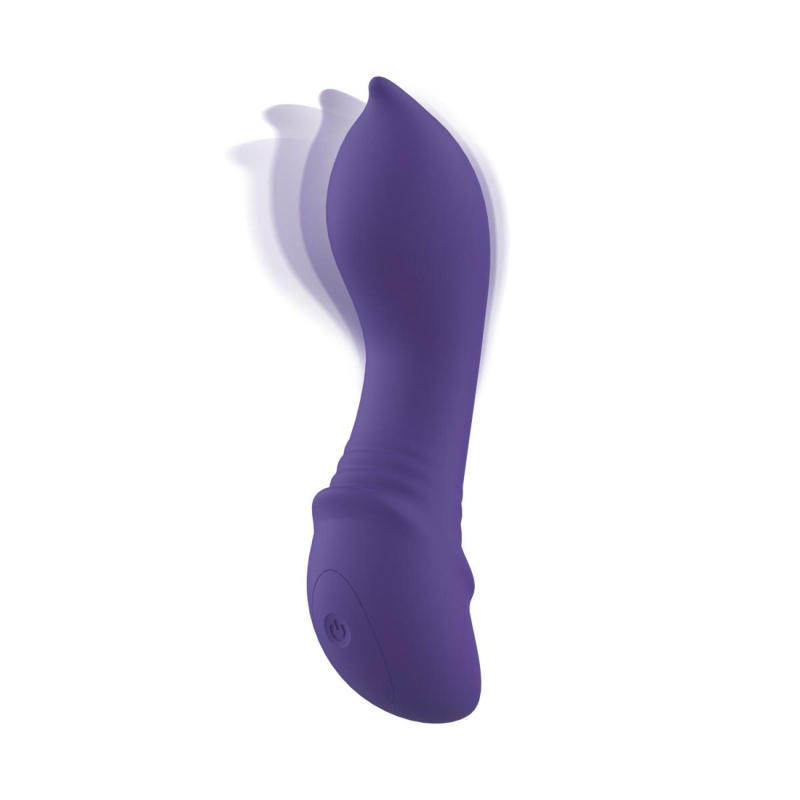 Curling Mini Vibrator - zakrzywiona końcówka come-hither, silikon medyczny, 17,4 cm, kolor Midnight Violet - 1