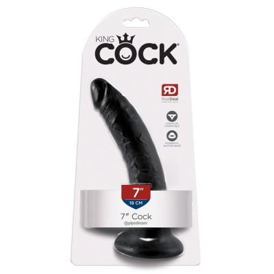 Dildo 7" Dark — realistyczny model z przyssawką i żyłkowaną powierzchnią, 20,5 cm, średnica 4,1 cm - 1