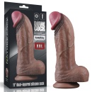 Dildo silikonowe dwuwarstwowe XXL 28 cm - ciemny brąz - 1