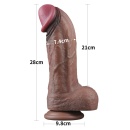 Dildo silikonowe dwuwarstwowe XXL 28 cm - ciemny brąz - 2