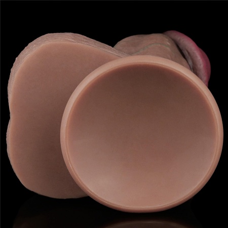 Dildo silikonowe dwuwarstwowe XXL 28 cm - ciemny brąz - 7