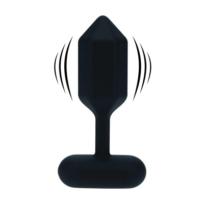 Hexagonal Vibrating Silicone Anal Plug - S - Black - 1