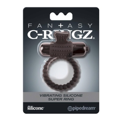 Pierścień erekcyjny z wibracją FCR Vibrating Silicone Super R – wyjmowany bullet, stymulator łechtaczki, średnica wewnętrzna 3,2 - 1