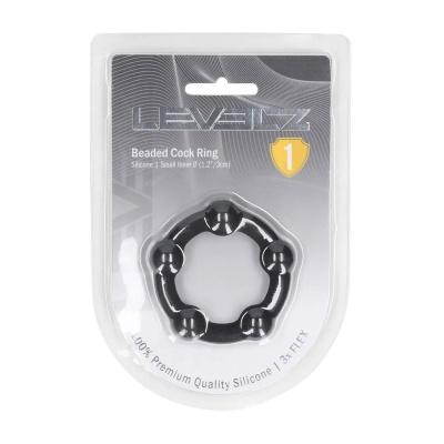 Beaded Silicone Cockring - S - 30mm - Black - 1 2