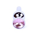 Korek analny MyLove Toys Jewellery Silver - stal nierdzewna, różowy kamień, dł. 9,5 cm, śr. 3 cm - 1