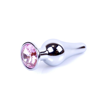Korek analny MyLove Toys Jewellery Silver - stal nierdzewna, różowy kamień, dł. 9,5 cm, śr. 3 cm - 7