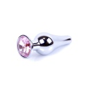 Korek analny MyLove Toys Jewellery Silver - stal nierdzewna, różowy kamień, dł. 9,5 cm, śr. 3 cm - 7