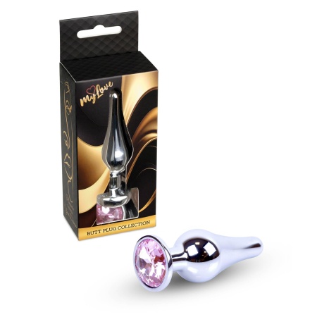 Korek analny MyLove Toys Jewellery Silver - stal nierdzewna, różowy kamień, dł. 9,5 cm, śr. 3 cm - 8