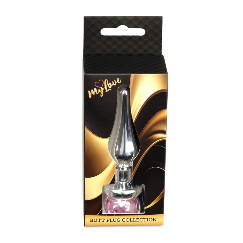 Korek analny MyLove Toys Jewellery Silver - stal nierdzewna, różowy kamień, dł. 9,5 cm, śr. 3 cm - 10