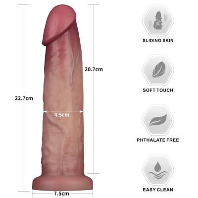Dildo Sliding Skin Pro II 22,8 cm cielesny dwuwarstwowy silikon - 1 2