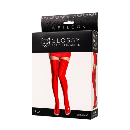 Wetlook Glossy Isla stockings - red S - 4