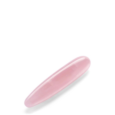 Crystal Slim Wand Różowy Kwarc - manualny masażer kryształowy z teksturowanym pierścieniem silikonowym, 17,78 cm × 3,12 cm - 1 2