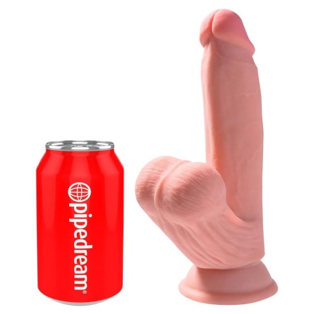 Dildo Triple Density 7″ z ruchomymi jądrami i przyssawką, 21,5 cm - 2