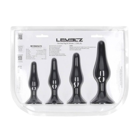 Slim Silicone Anal Plug Set of 4 - S/M/L/XL - Black - 3