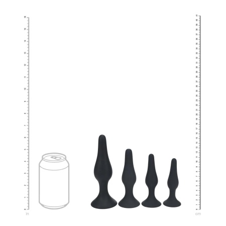 Slim Silicone Anal Plug Set of 4 - S/M/L/XL - Black - 5