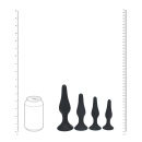 Slim Silicone Anal Plug Set of 4 - S/M/L/XL - Black - 5